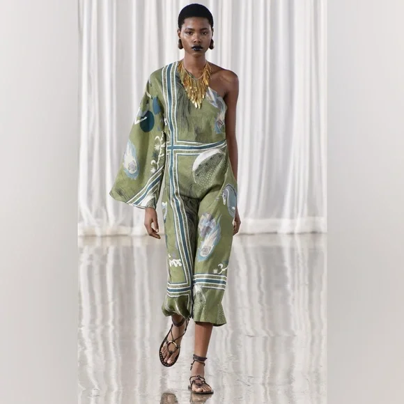 Zara | Dresses | Zw Collection Printed Asymmetric Dress